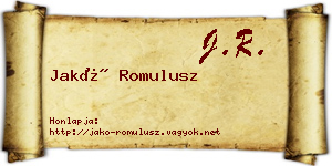 Jakó Romulusz névjegykártya